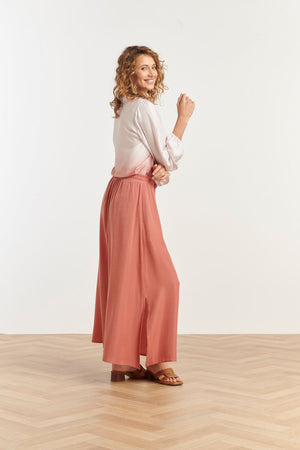 Smashed Lemon Rayon Satin Maxi Womens Skirt