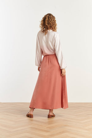 Smashed Lemon Rayon Satin Maxi Womens Skirt