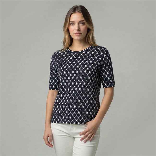 Betty Barclay Round Neck Geo Print Tee