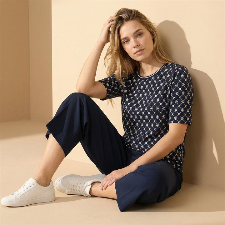 Betty Barclay Round Neck Geo Print Tee