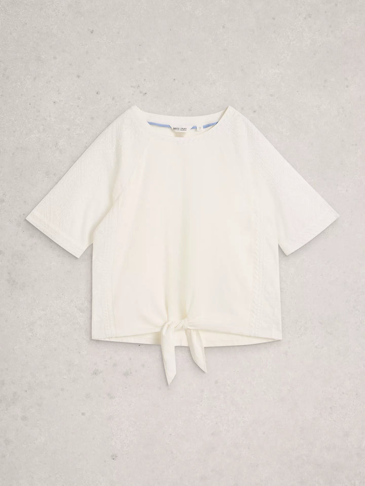White Stuff Embroidered Tie Hem Crew Neck Top