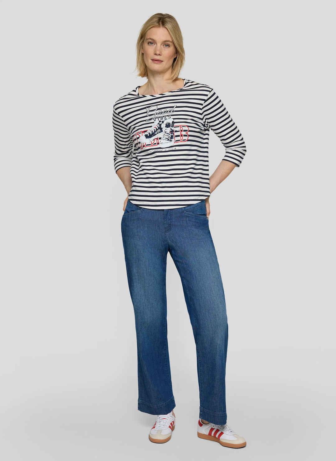 Rabe Striped Shirt with Sneaker Motiv