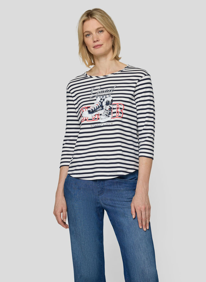 Rabe Striped Shirt with Sneaker Motiv