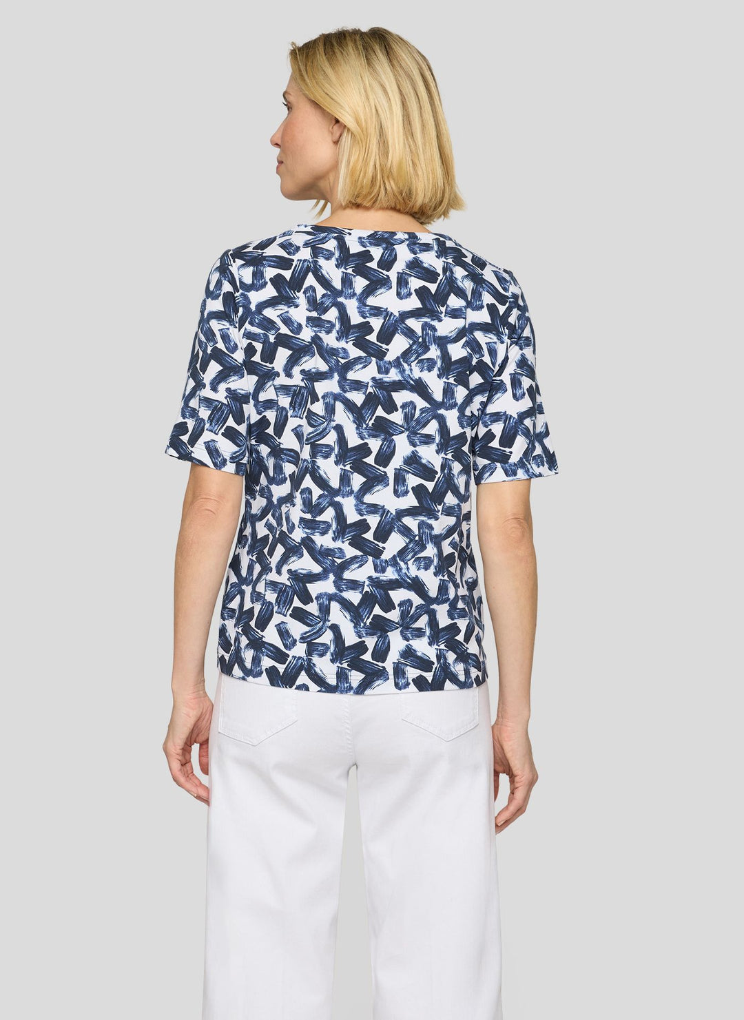 Rabe Printed T-Shirt with Drawsting at Neckline