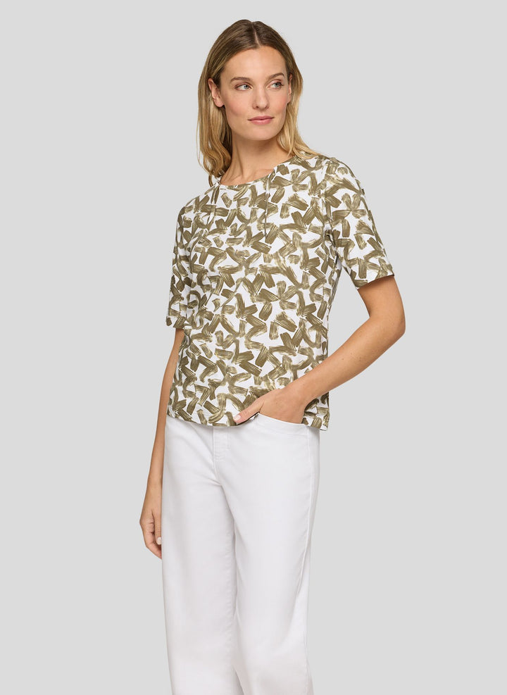 Rabe Printed T-Shirt With Lacing at the Neckline