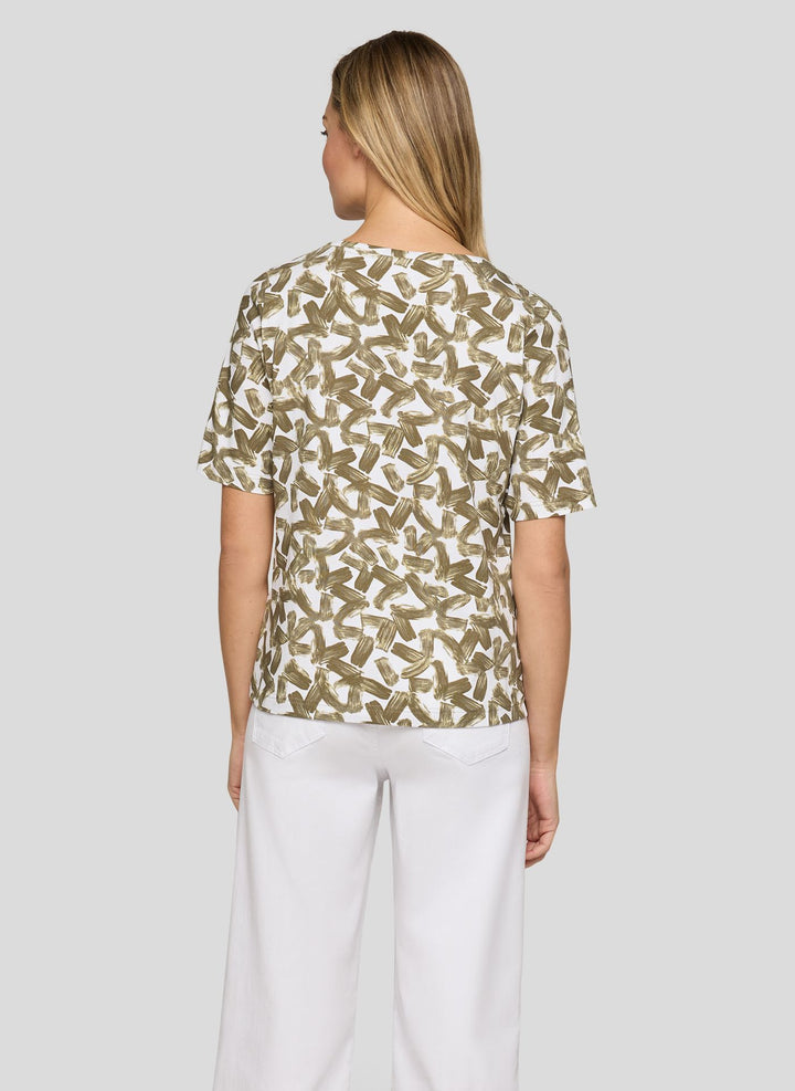 Rabe Printed T-Shirt With Lacing at the Neckline