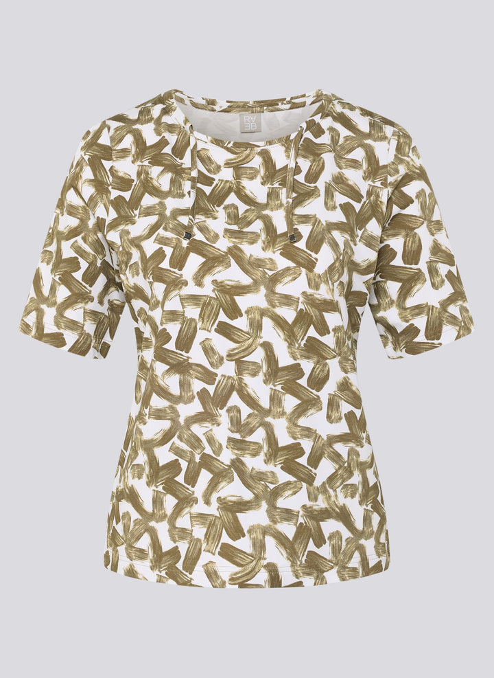 Rabe Printed T-Shirt With Lacing at the Neckline