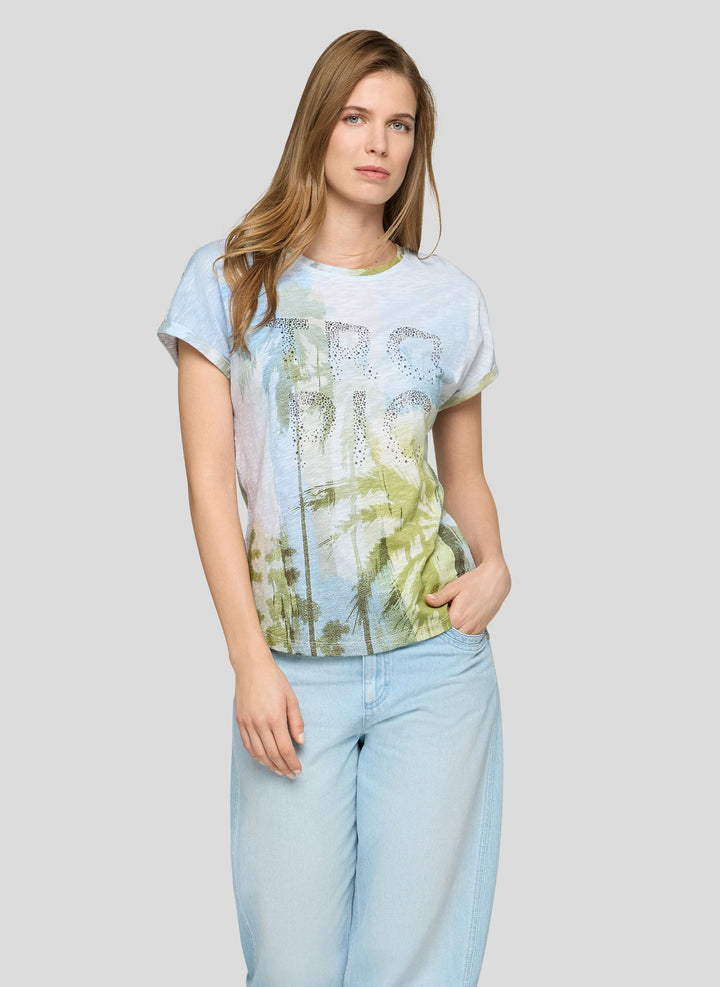 Rabe Shirt with Palm Print and Rhinestone Detail