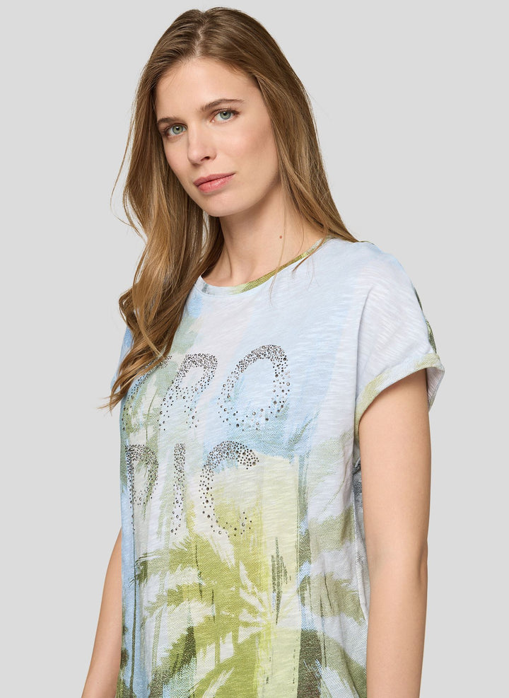 Rabe Shirt with Palm Print and Rhinestone Detail
