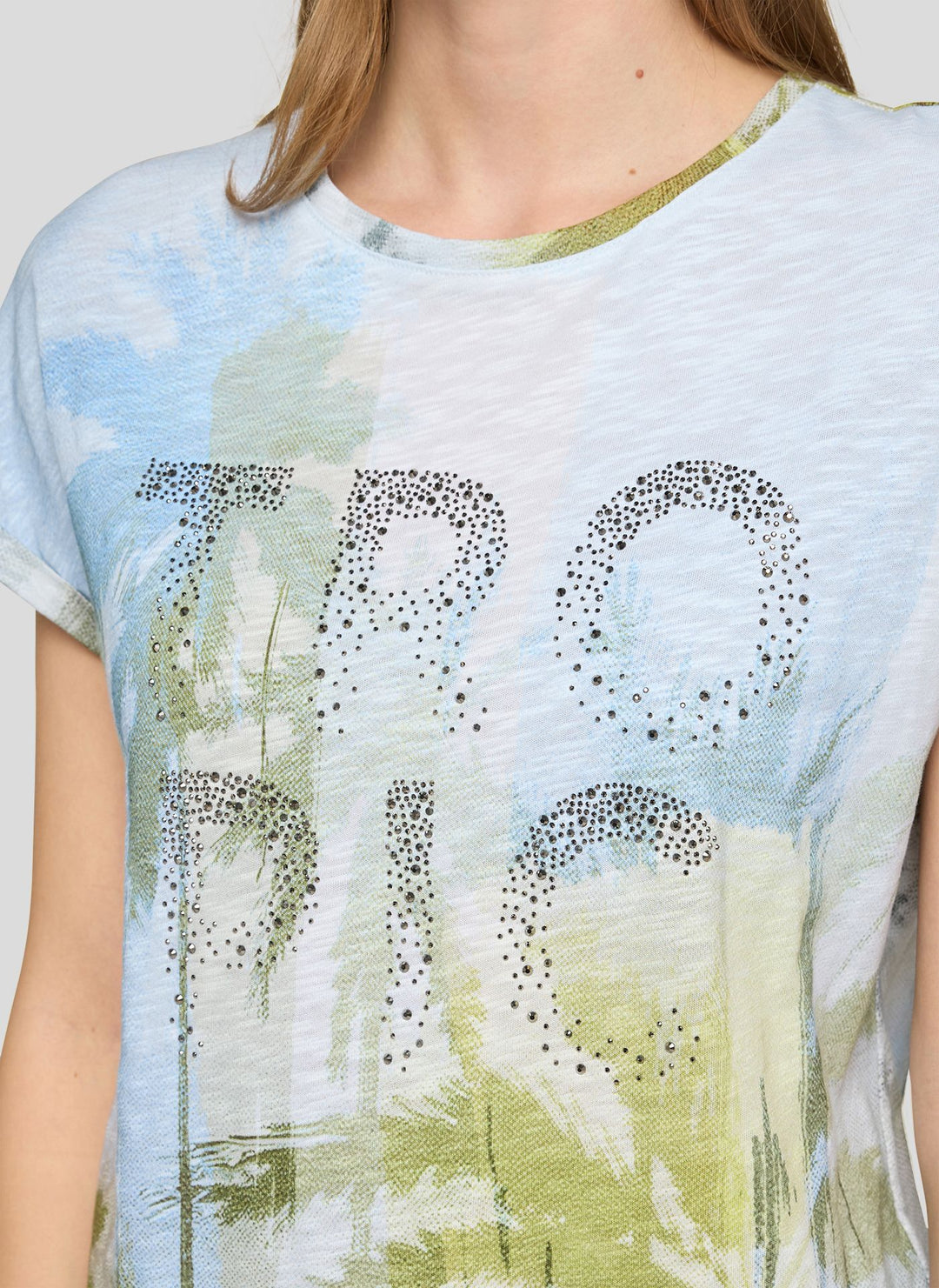 Rabe Shirt with Palm Print and Rhinestone Detail