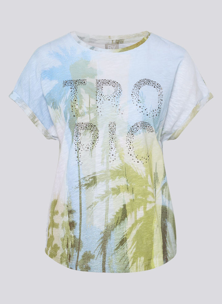 Rabe Shirt with Palm Print and Rhinestone Detail