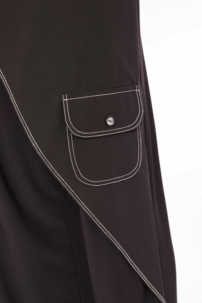 Naya Trousers with contrast stitch trousers and wrap over front.